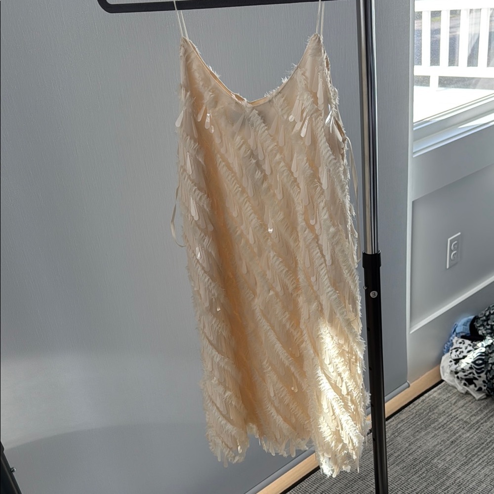 Cream Fringe Dress